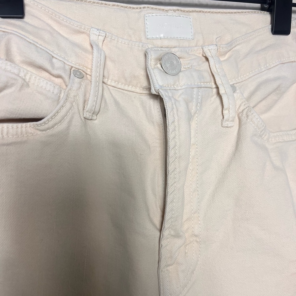 Mother High Waisted Rascal Ankle Fray In Chalk It Up Ivory Stretch - Picture 5 of 13